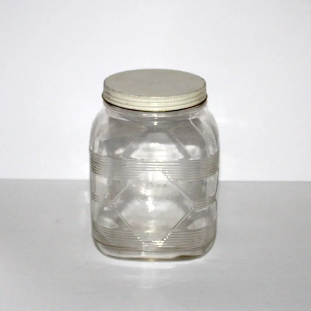 Hazel Atlas 8223 Coffee Glass Jar Diamond Panels 1 Gallon vintage canister 8.25